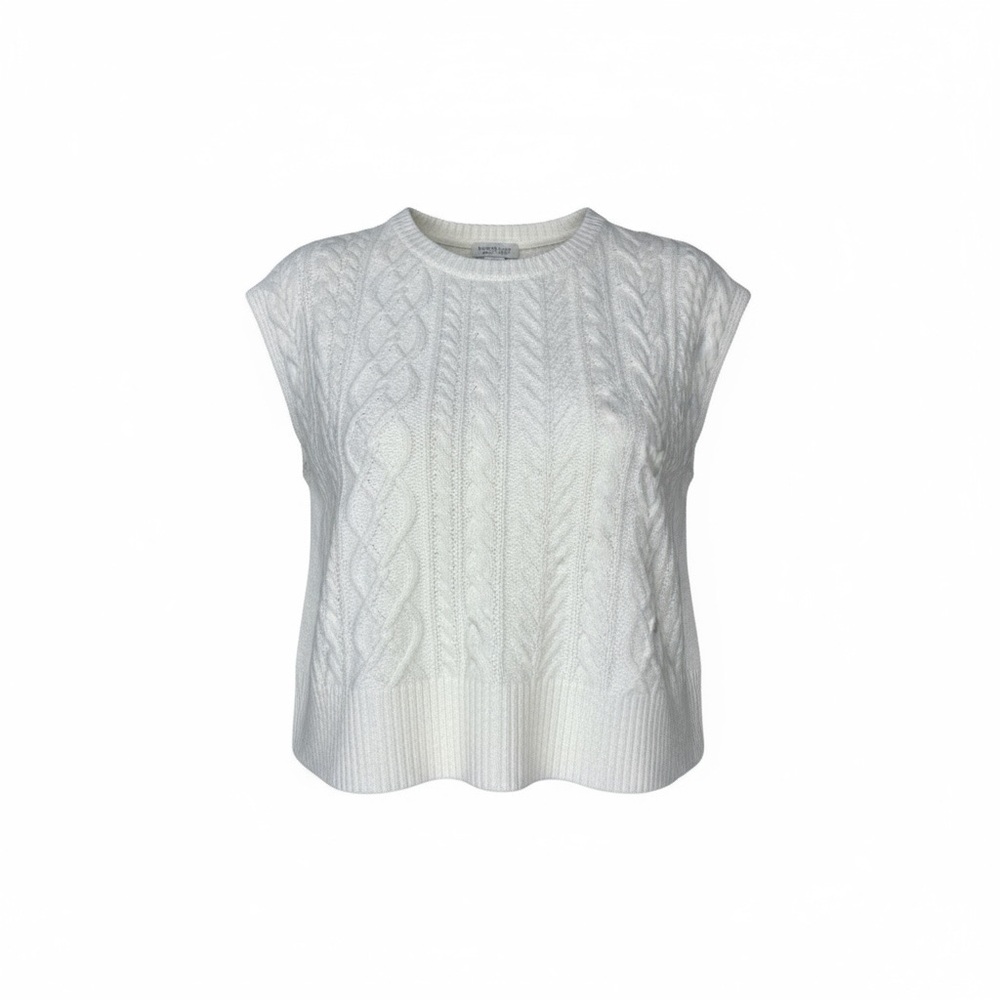Rachel Zoe Ivory Cable Knit Sweater Vest Medium Sleeveless Chic‎ Layering Piece